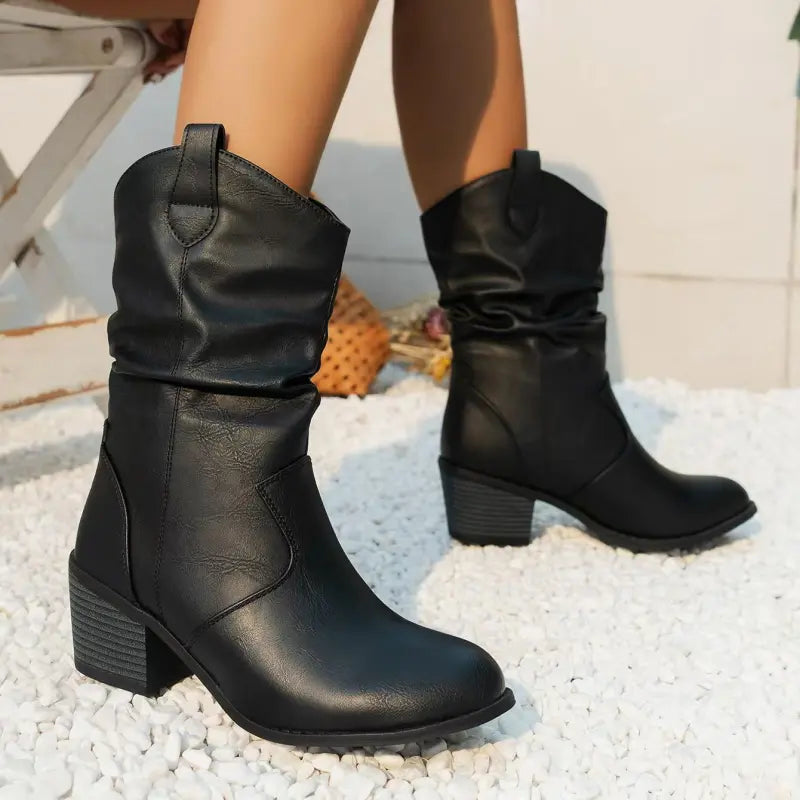 Quinn | Retro Western Denim Cloth-Cover Fashion Boots for Women β Chic Everyday Wear