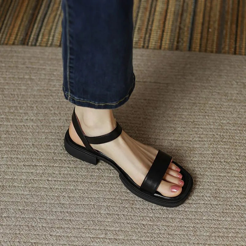 Eira | Women’s French Retro Leather Flat Sandals