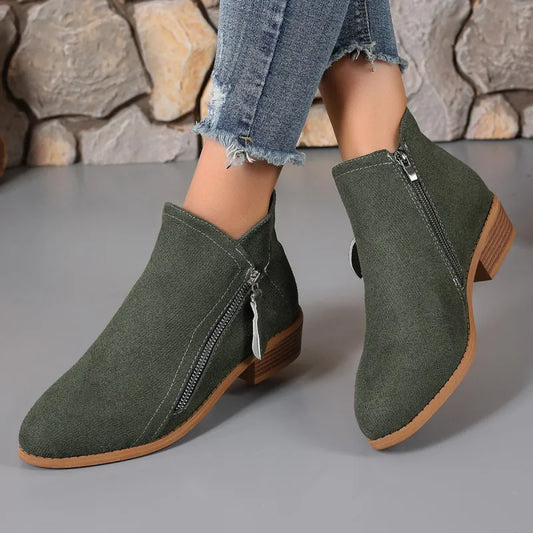 Helena | Women’s Casual Chunky Heel Martin Ankle Boots