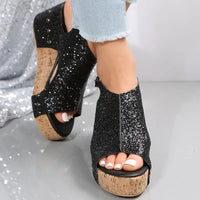 Lucia | Women’s Summer Sequin Wedge Sandals