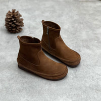 Julia | Women’s Vintage Leather Ankle Boots – Flat, Round Toe & Side Zipper