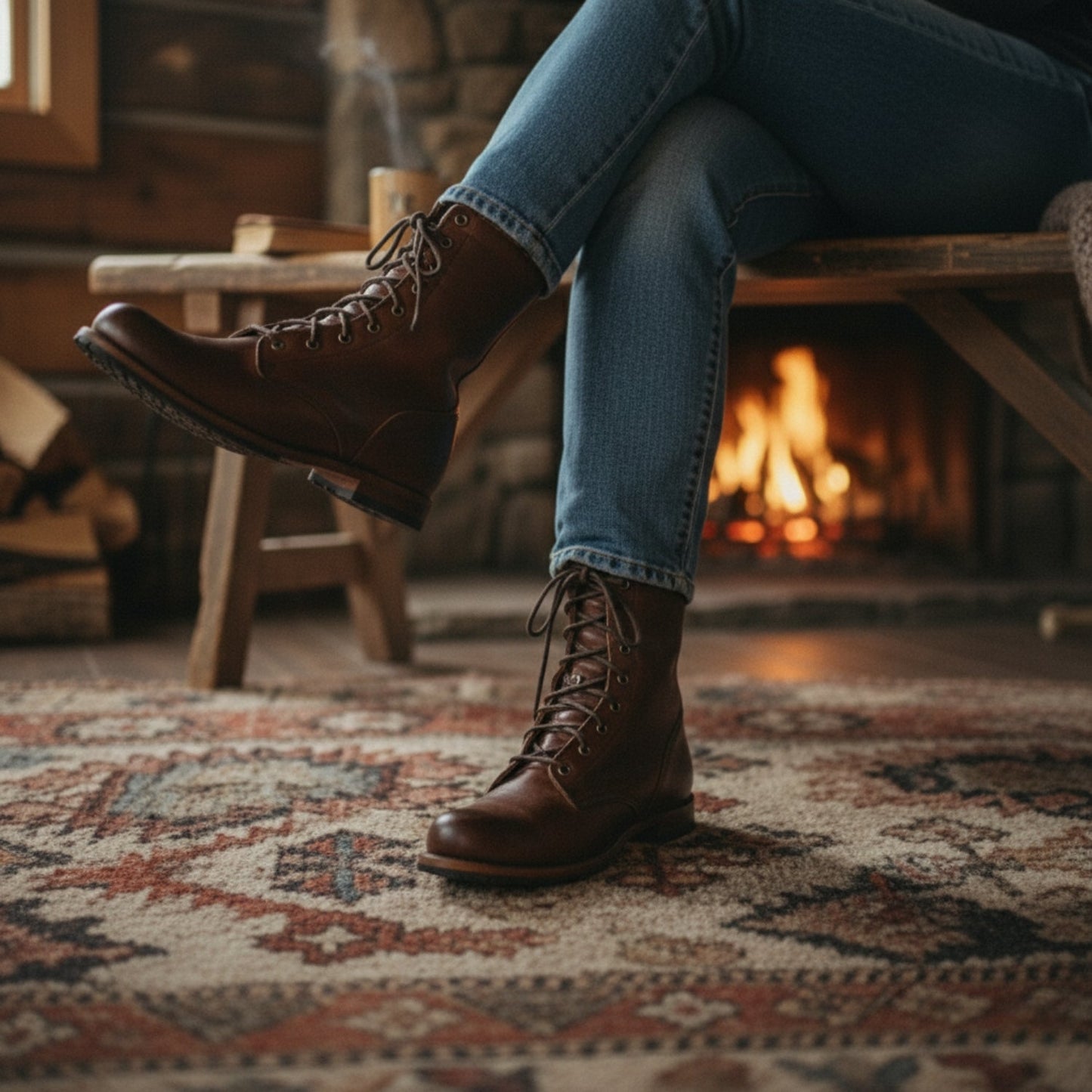 Anna | Women's Leather Lace-up Boots With Mid Shaft