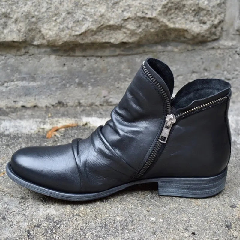 Althea | Women’s Dual Zipper Chunky Ankle Boots
