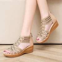 Mila | Women’s Crystal Roman Wedge Sandals