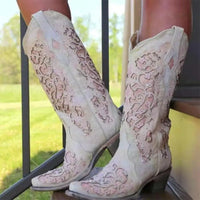 Stella | Glamorous Women’s Rhinestone Floral High Boots
