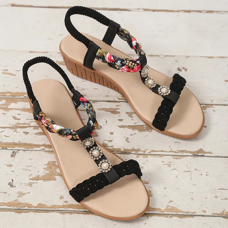 Crystal | Bohemian Braided Flat Sandals
