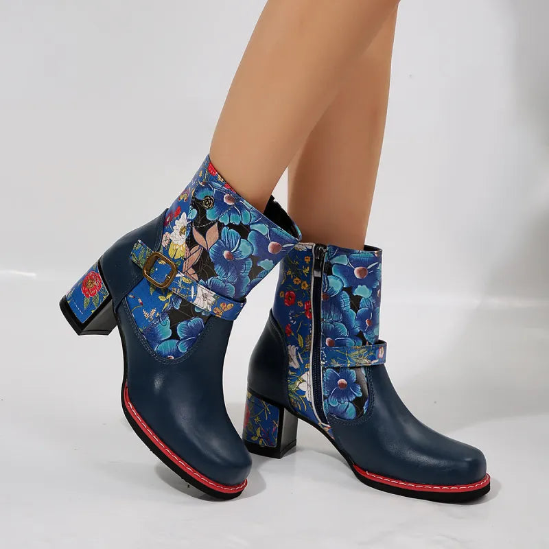 Celeste | Women's Printed Chunky Sole Ankle Booties