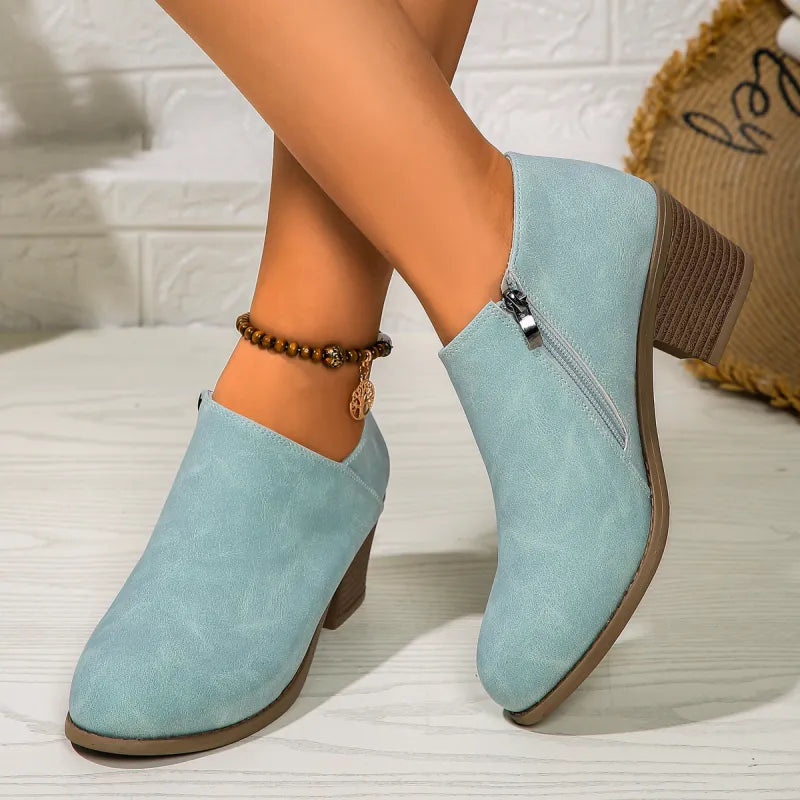 Liora | Women’s Round-Toe Chunky Heel Ankle Boots