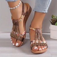 Kasia® | Boho Glam Rhinestone Braided Wedge Sandals