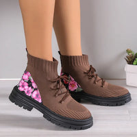 Heather | Women’s Summer Floral Knit Sock Boots