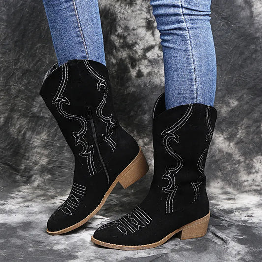 Nova | Women’s Fashion Plus Size Low Heel Leather Ankle Boots