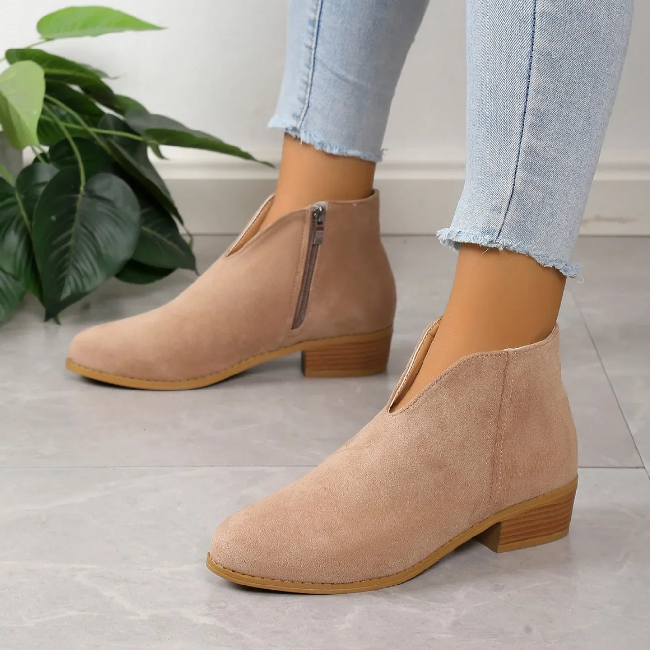 Camille | Women’s Leopard Print Ankle Boots with Zipper