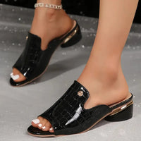 Anya | Women’s Patent Leather Chunky Heel Sandals