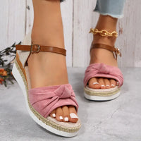 Courtney | Women’s Linen Bow Wedges
