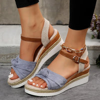 Courtney | Women’s Linen Bow Wedges
