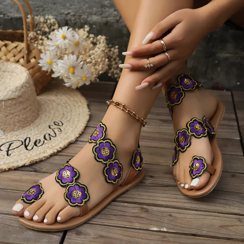 Melissa | Ethnic Floral Clip-Toe Sandals