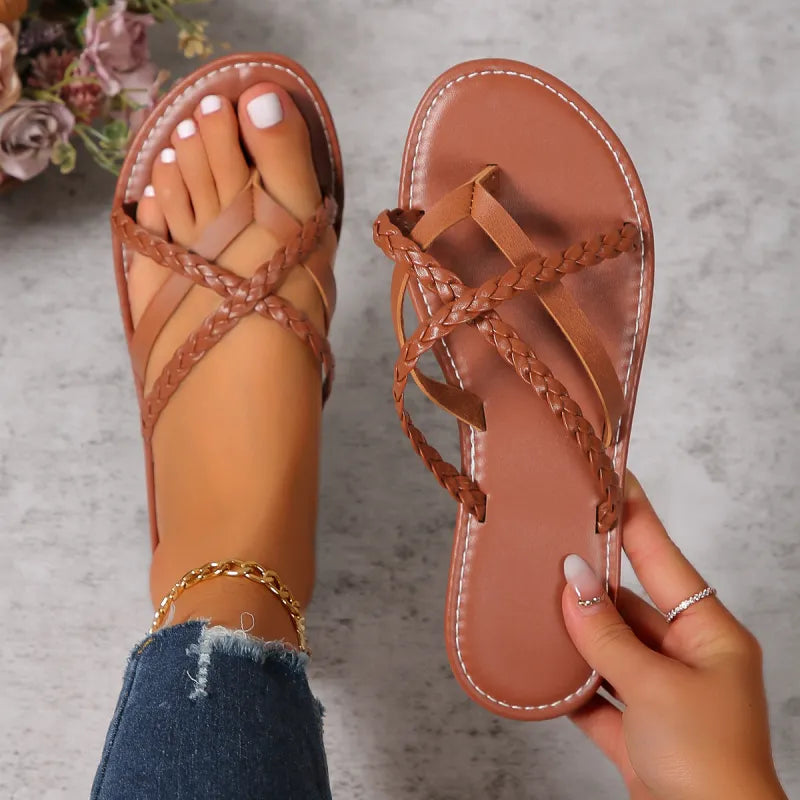 Amanda | Cross-Woven Thong Slides