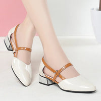 Rhea | Women’s Contrast Leather Hollow Sandals
