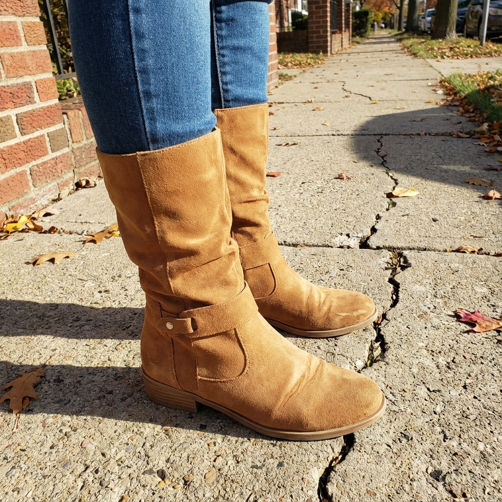 Lianne | Women's Suede High Boots With Low Heel