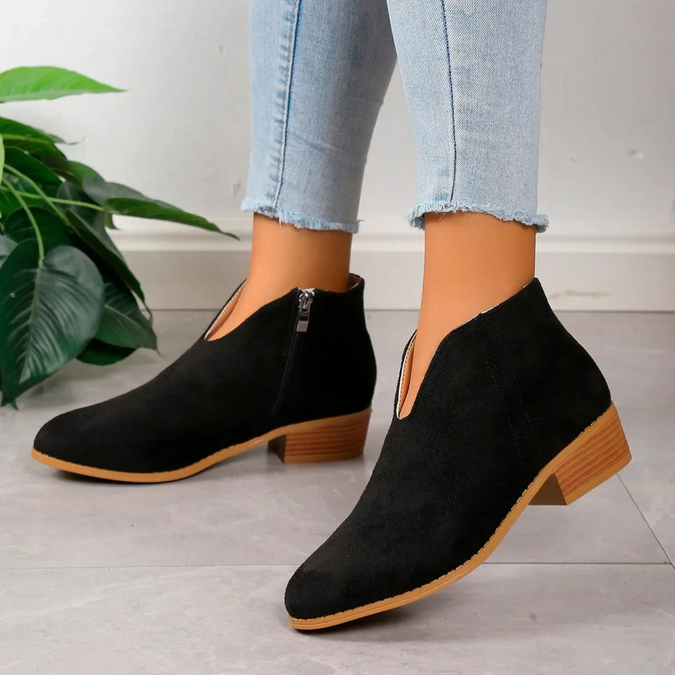 Camille | Women’s Leopard Print Ankle Boots with Zipper
