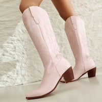 Blair | Women’s Lightning Embroidered Knee-High Boots – Fashionable & Eye-Catching