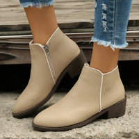 Elowen | Women Chunky Mid Heel Side Zipper Ankle Boots