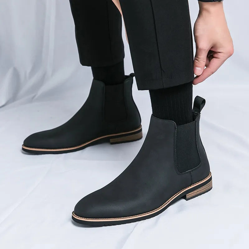 Brock | Men’s British Style Pointed Leather Chelsea Boots