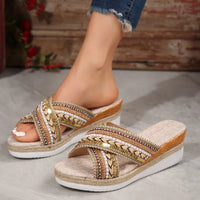 Dahlia | Linen Platform Wedge Sandals