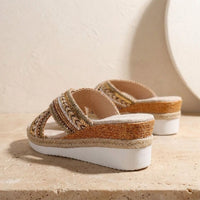 Dahlia | Linen Platform Wedge Sandals