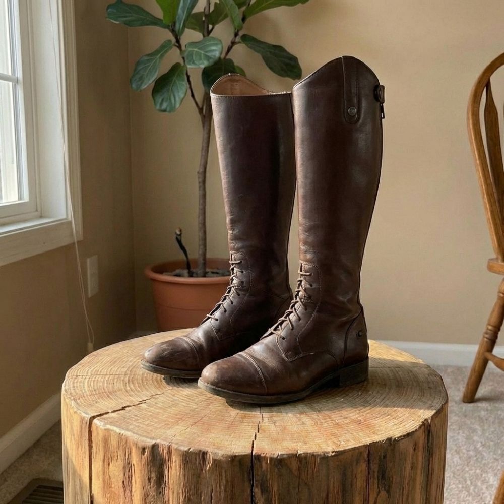 Ally | Leather Knee High Boots With Back Zipper