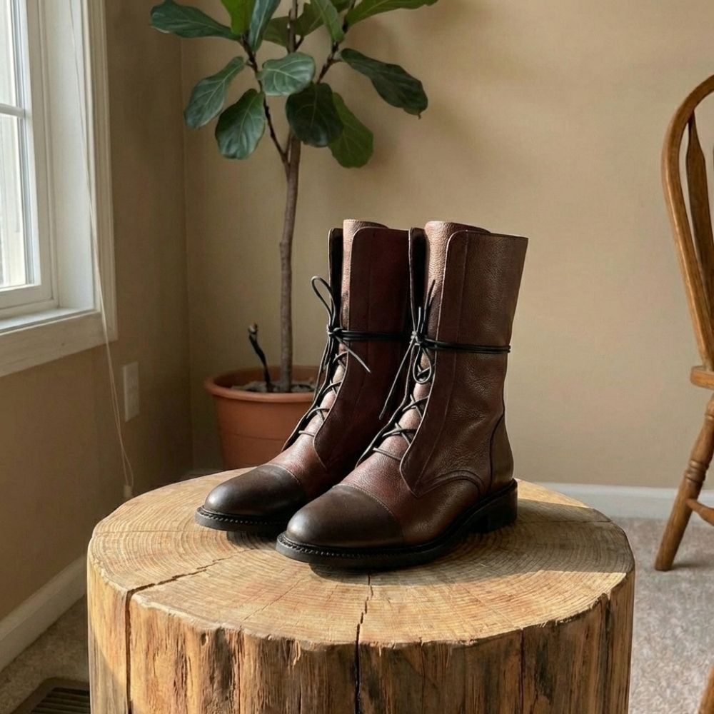Alina | Women's Leather Ankle Boots With Cap Toe