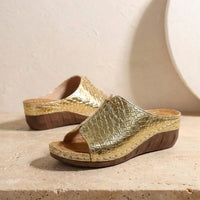 Selena | Women’s Croc-Embossed Wedge Sandals