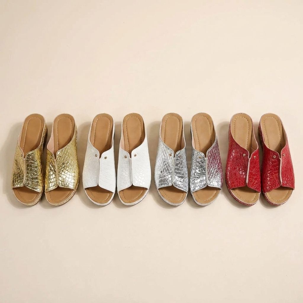 Selena | Women’s Croc-Embossed Wedge Sandals