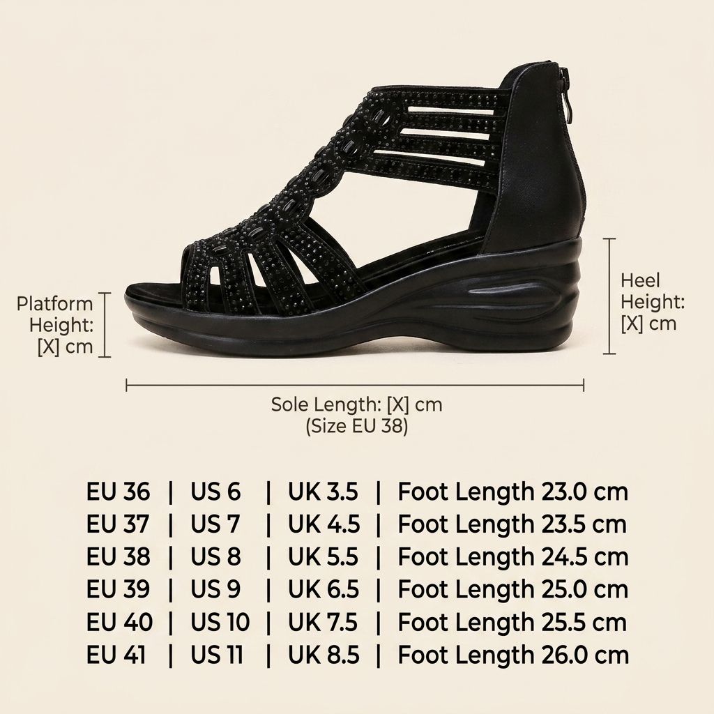Mila | Women’s Crystal Roman Wedge Sandals