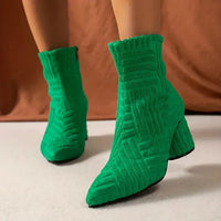 Caroline | Women’s Chunky Heel Knitted Ankle Boots
