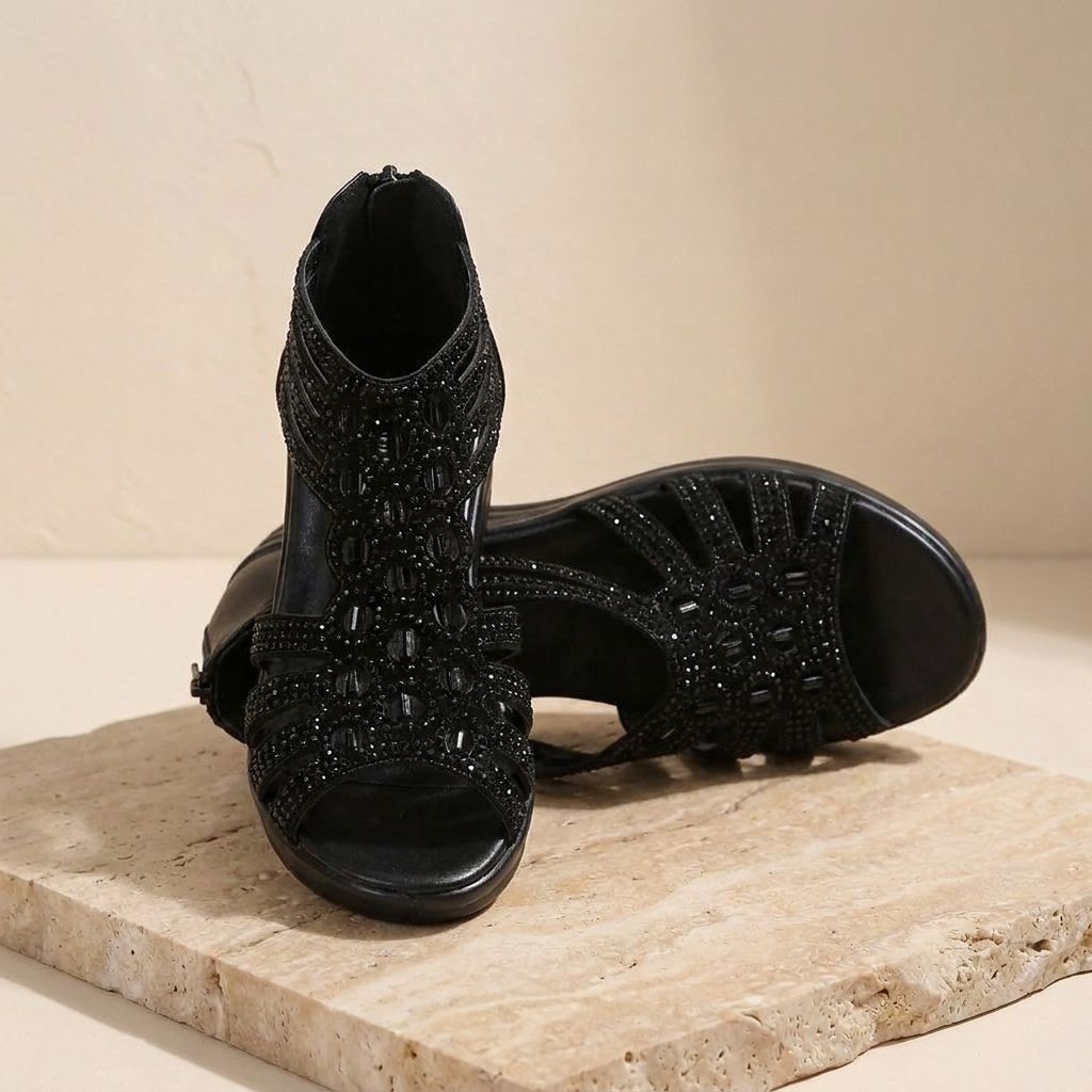 Mila | Women’s Crystal Roman Wedge Sandals
