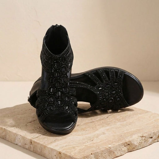 Mila | Women’s Crystal Roman Wedge Sandals