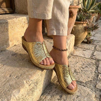 Selena | Women’s Croc-Embossed Wedge Sandals