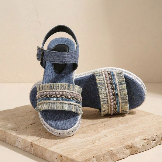 Kiara | Women’s Denim Tassel Sandals