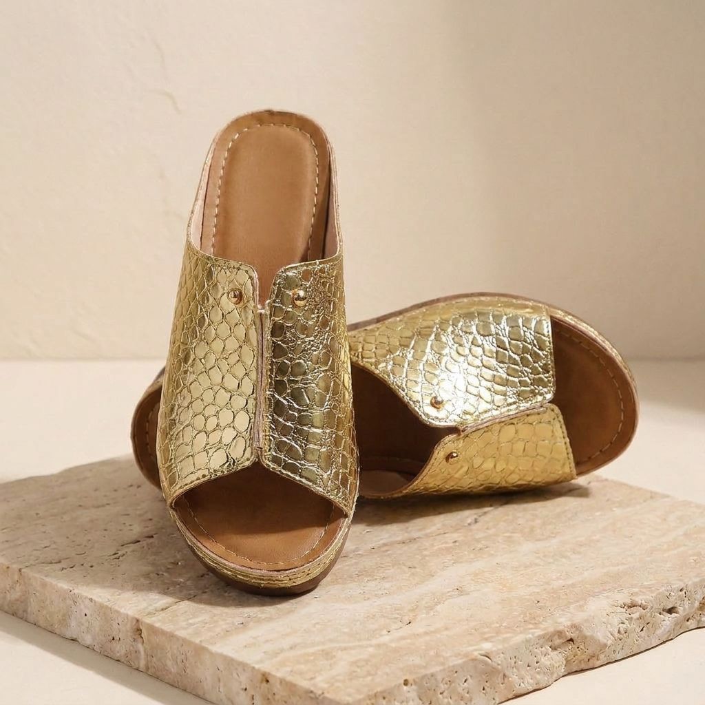 Selena | Women’s Croc-Embossed Wedge Sandals