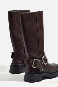 Violet | Women’s Mid Calf Buckle Strap Boots