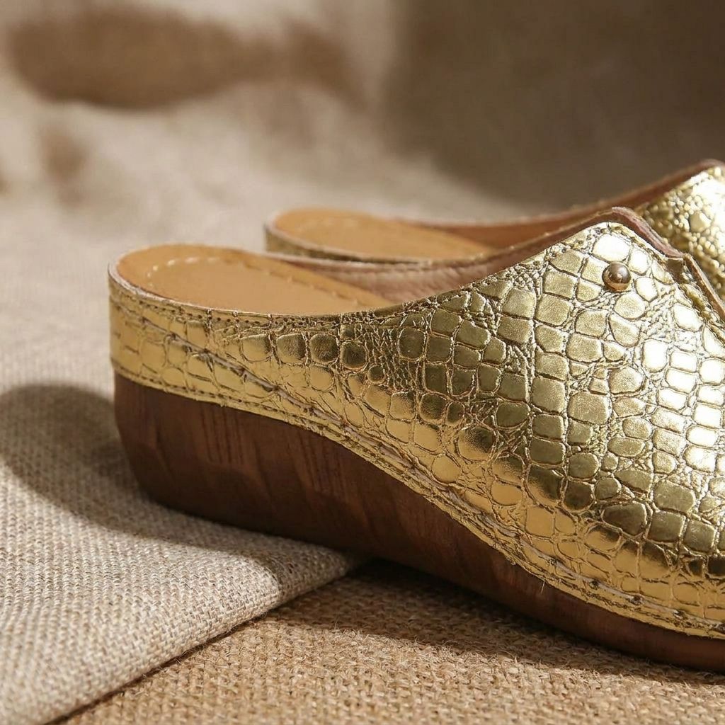 Selena | Women’s Croc-Embossed Wedge Sandals