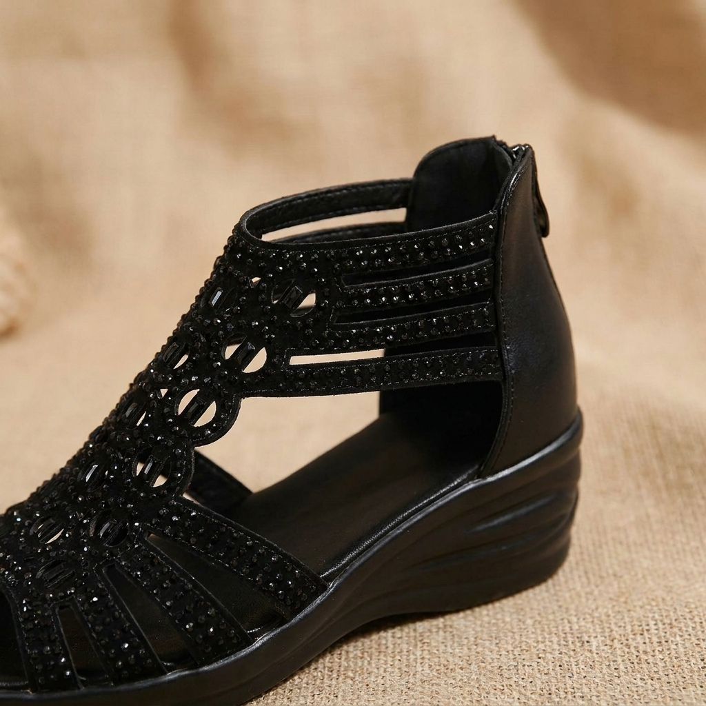 Mila | Women’s Crystal Roman Wedge Sandals