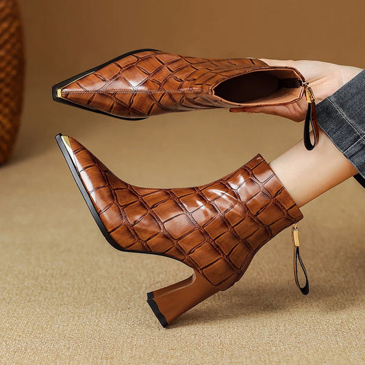 Marcella Croc Genuine Leather Boots