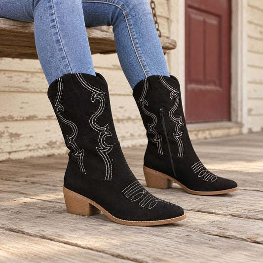 Nova | Women’s Fashion Plus Size Low Heel Leather Ankle Boots