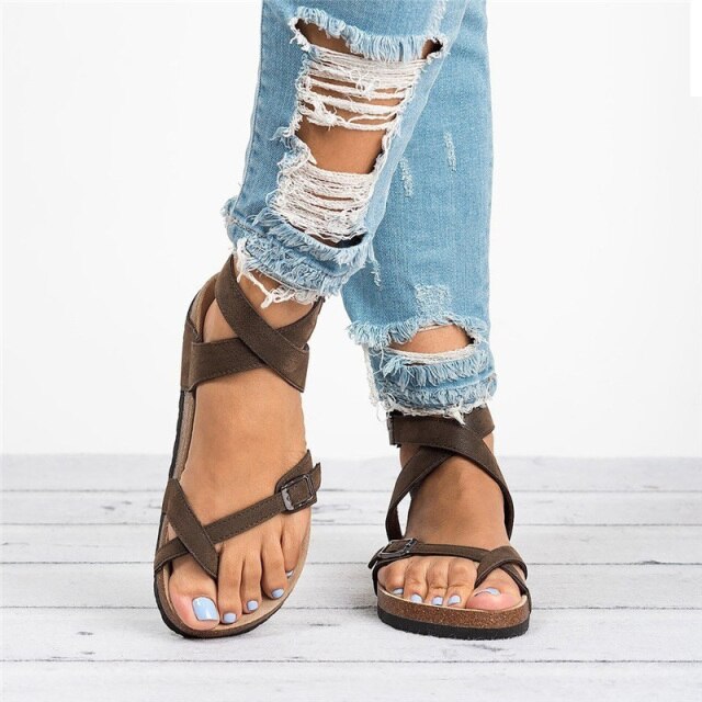 Karen® | Dark Brown Leather Strappy Sandals For Effortless Style