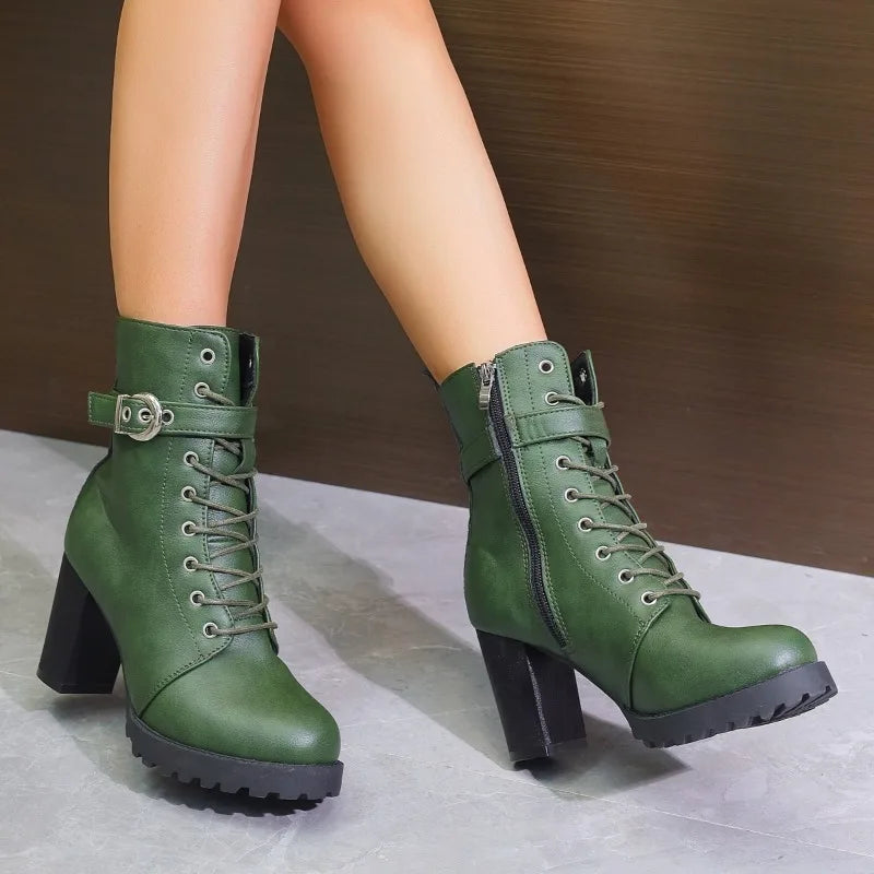 Jenny | Women’s Trendy Zip Ankle Boots With Lace