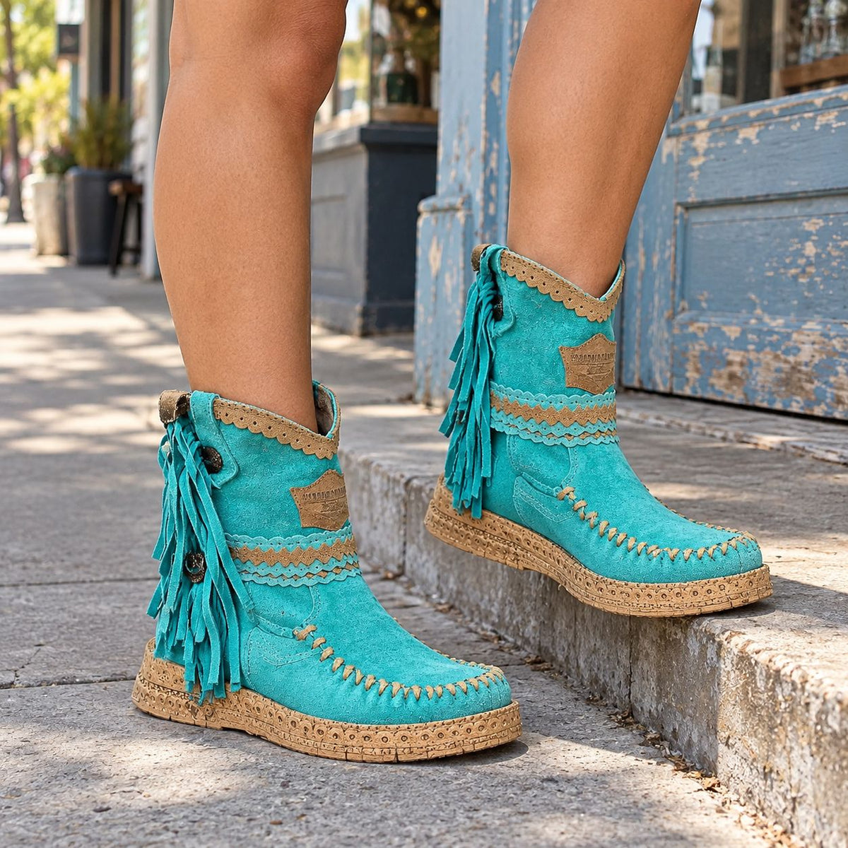 Savannah | Women’s Boho Western Fringe Ankle Boots