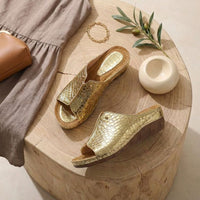 Selena | Women’s Croc-Embossed Wedge Sandals
