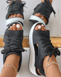 Pink® | Orthopedic muffin sandals with cutout and laces